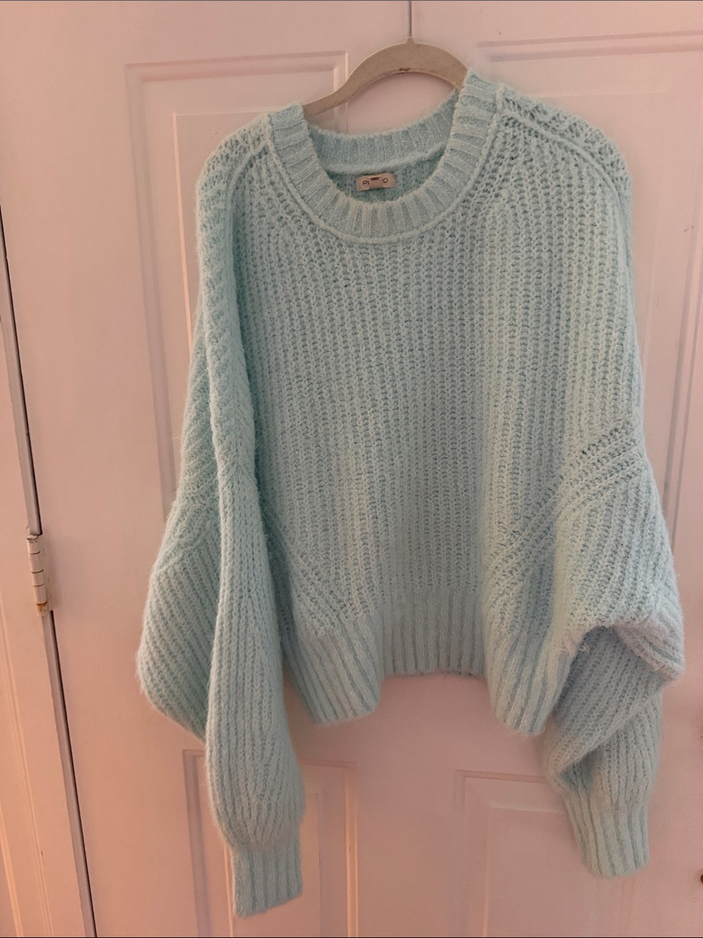 Pilcro Soft Pale Minty Blue/Green Chunky Crewneck Sweater